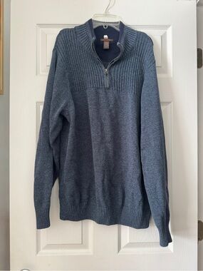Dockers Men's Heather Navy Half-Zip Sweater